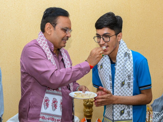 Rajasthan CM Bhajanlal Sharma meets NEET-UG 2025 topper Mahesh Kumar  (Photo/X@BhajanlalBjp)