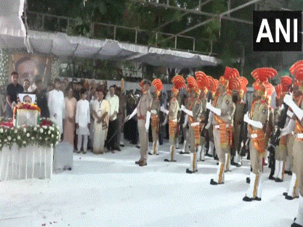 Vijay Rupani’s last rites performed with full state honours in Rajkot  (Photo/ANI)