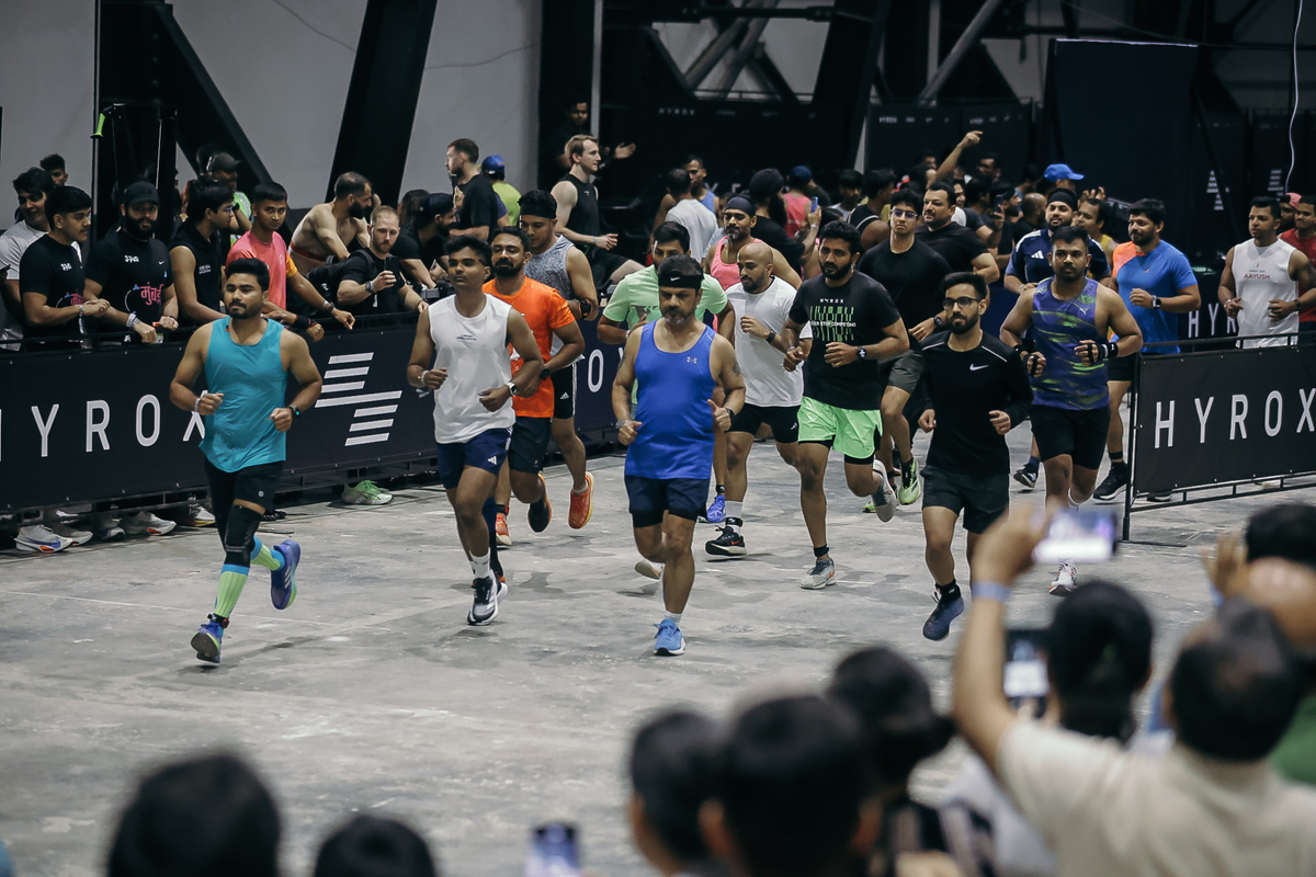 Athletics racing in a HYROX event. (Photo: HYROX India)