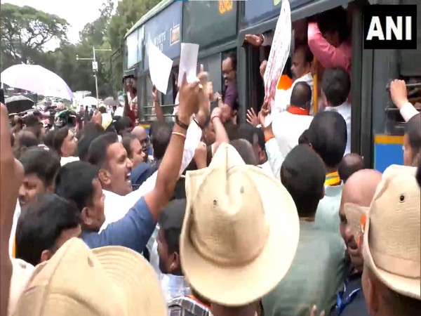 Police detains BJP workers following protest on Bengaluru stampede (Photo: ANI) 