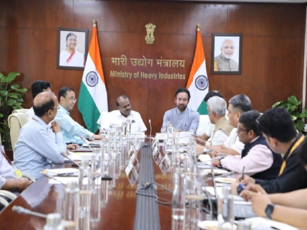 Union Minister of Coal and Mines G Kishan Reddy held an inter-ministerial meeting with Union Minister HD Kumaraswamy and senior officials from different ministries (Photo/X:@kishanreddybjp)