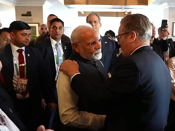 Prime Minister Narendra Modi meets UK Prime Minister Keir Starmer on the sidelines of the G7 Summit in Kananaskis, Canada (Photo/ANI)