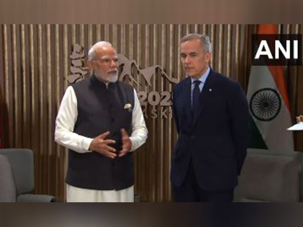 Prime Minister Narendra Modi holds a bilateral meeting with his Canadian counterpart Mark Carney, on the sidelines of the G7 Summit in Kananaskis, Canada (Photo/ANI)