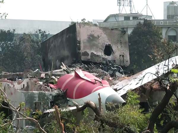 The wreckage of the ill-fated London-bound Air India flight on the rooftop of the doctors' hostel, in Ahmedabad (Photo/ANI)