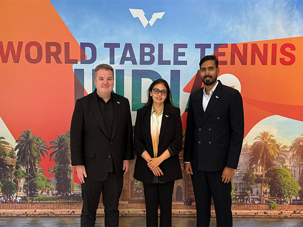  L to R - WTT Chief Executive Steve Dainton, WTT India Board Member Vita Dani, and Brand Ambassador Achanta Sharath Kamal. (Photo- WTT)