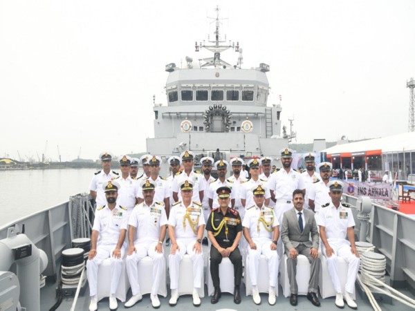 The Indian Navy  commissioned INS Arnala, largest Indian Naval warship propelled by a diesel engine–waterjet combination. (Photo/ Indian Navy)