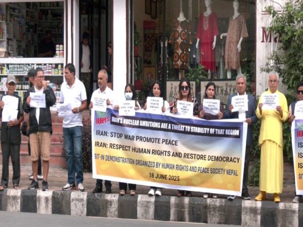 Nepali activists demonstrate outside Israeli Embassy, Iranian consulate (Photo/ANI)