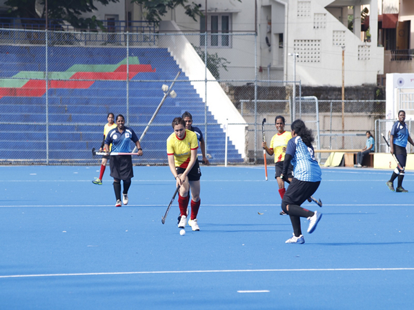 Women players in action during Hockey India Masters Cup clash (Photo: HI)