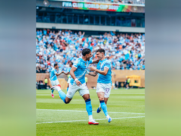 Manchester City players celebrating. (Photo- @ManCity X)