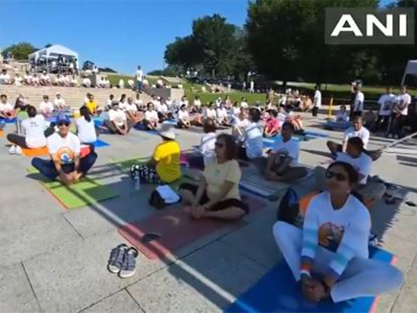 Indian embassy hosts Yoga session at Lincoln Memorial in Washington DC. (Photo/ANI)