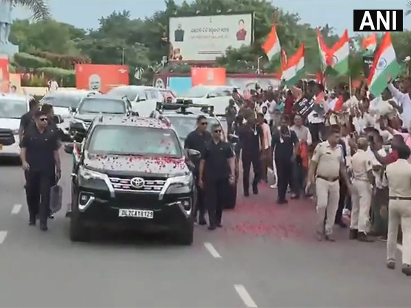Prime Minister Narendra Modi holds a roadshow in Bhubaneswar (Photo/ANI)