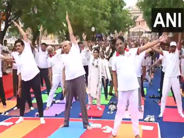 Gujarat Chief Minister Bhupendra Patel performs yoga in Vadnagar on International Yoga Day 2025 (Photo/ANI)