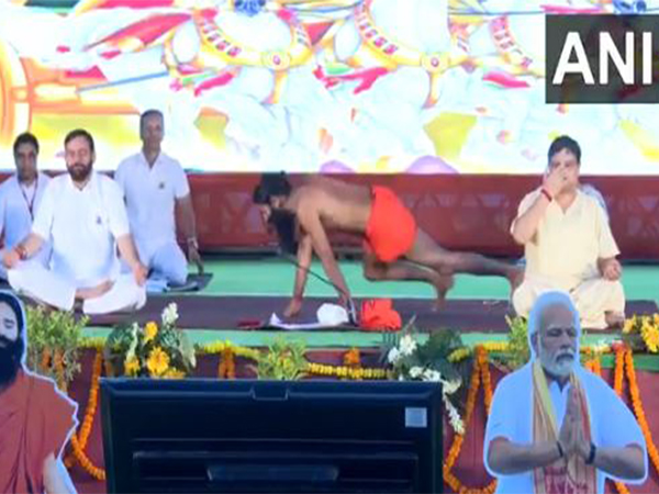 Haryana CM Nayab Singh Saini, Governor Bandaru Dattatreya perform Yoga under guidance of Yoga Guru Swami Ramdev in Kurukshetra (Photo/ANI)