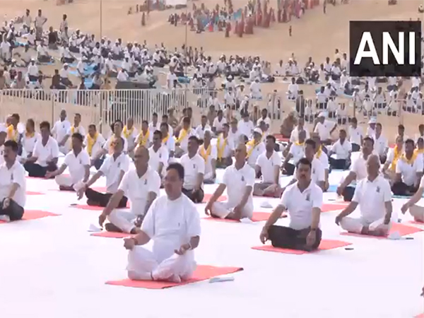 Rajasthan CM Bhajanlal Sharma performs Yoga (Photo/ANI)