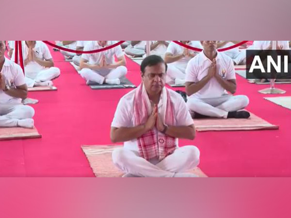 Assam Chief Minister Himanta Biswa Sarma performing yoga in Baksa (Photo/ANI)