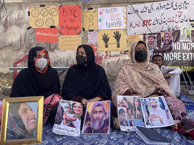 Baloch Yakjehti Committee continues hunger strike in Turbat for second day (Image Credit: X/@BYCKech)