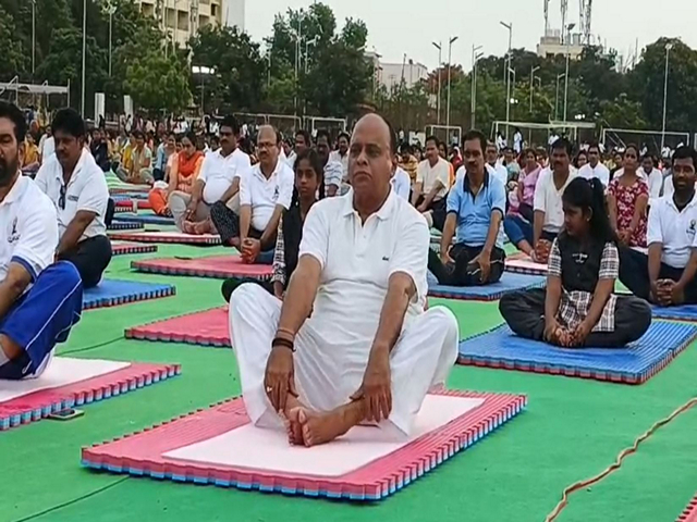 Grand Yoga Day celebrations in Nellore with over 11 lakh participants (Photo/ANI)