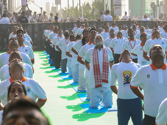 Prime Minister Narendra Modi performs Yoga in Visakhapatnam, Andhra Pradesh (Photo/X@narendramodi)