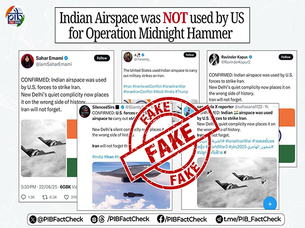 PIB debunks US using Indian airspace for strikes on Iran. (Photo/PIBFactCheck)