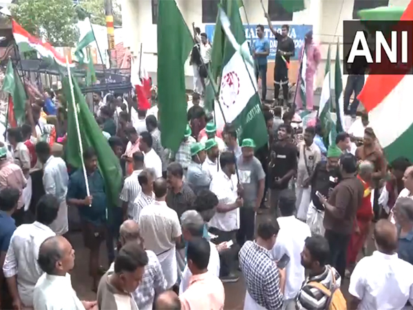 UDF workers started celebrating outside the counting centre in Malappuram (Photo/ANI)