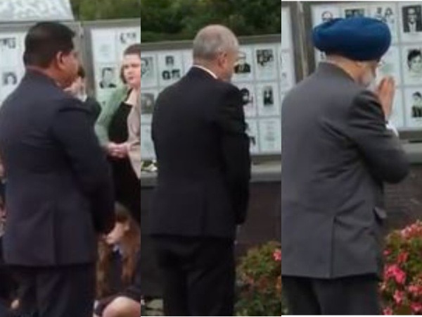 Union Minister of Petroleum and Natural Gas Hardeep Singh Puri, Irish Prime Minister, Micheal Martin, and Canadian Minister of Public Safety, Gary Anandasangaree pay tribute to Kanishka bomb victims (Photo/ANI)