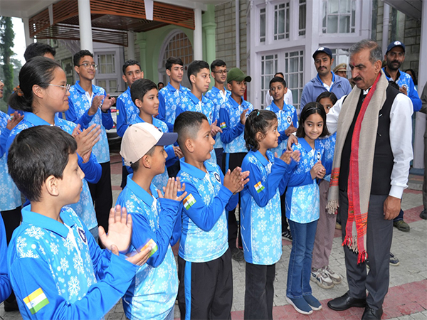 Himachal CM Sukhvinder Singh Sukhu flagged off state contingent for National Ice Skating Championship (Photo/ANI)