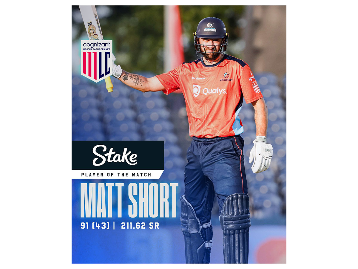San Francisco Unicorns player Matthew Short. (Photo: X/@MLCricket) 