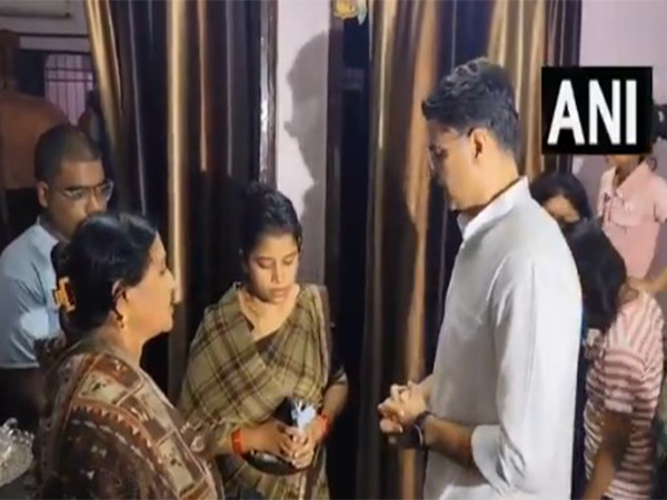 Congress leader Sachin Pilot meets with family members of ASP Akash Rao Giripunje (Photo/ANI)