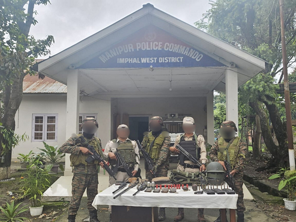 Recovery of weapons, three IEDs, grenades, ammunition and war like stores in Manipur. (Photo/ANI)