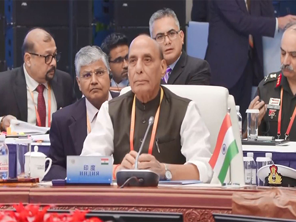 Rajnath Singh at SCO Defence Ministers’ meet in Qingdao, China (Photo/ANI)