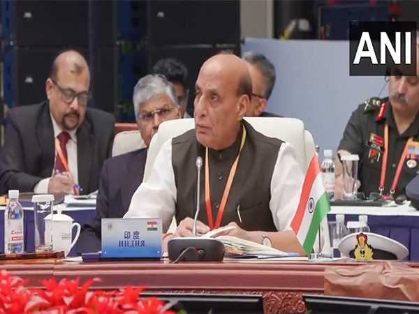 Rajnath Singh at SCO Defence Ministers’ meet in Qingdao, China (Photo/ANI)