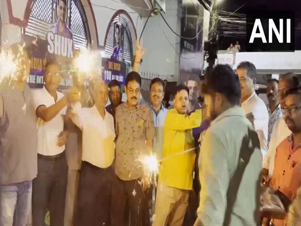 Family members of Indian Air Force's Group Captain Shubhanshu Shukla celebrate  (Photo/ANI)