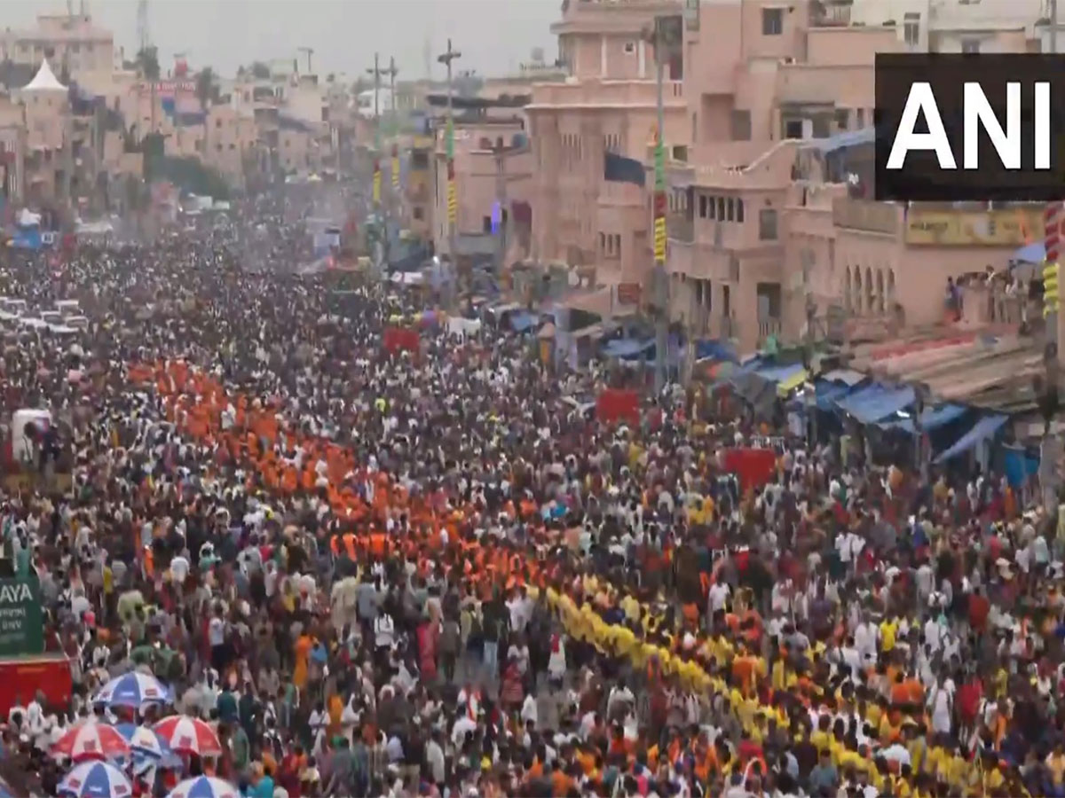A sea of devotees gathers outside Shri Jagannath Temple to witness annual Rath Yatra (Photo/ANI)