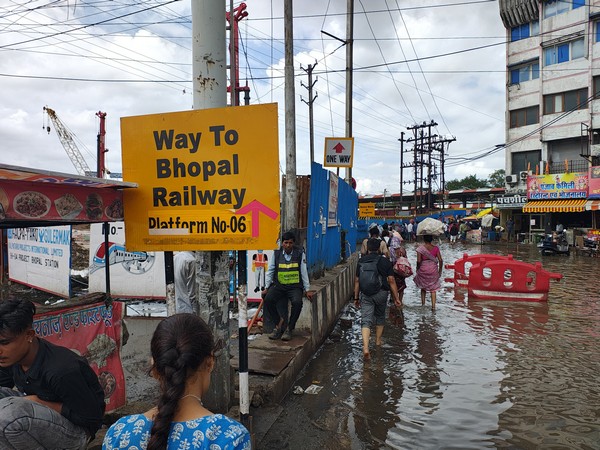 Street submerged near the Bhopal Railway station (Photo/ ANI)