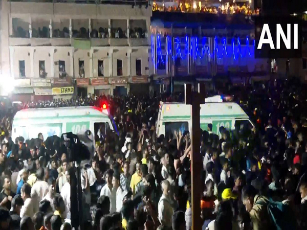 Ambulances reached after some people collapse due to humidity during Rath Yatra in Puri. (Photo/ANI)