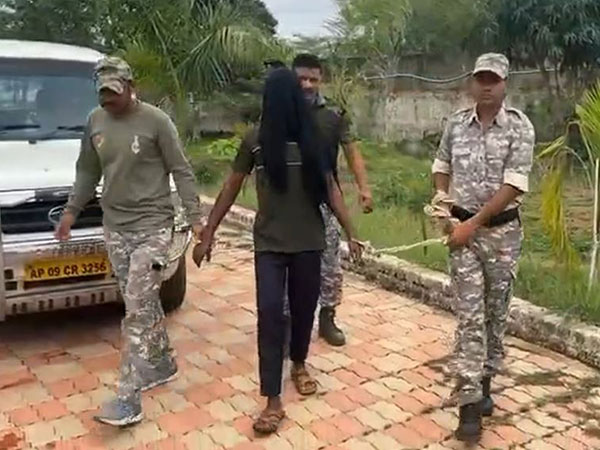 Arrested Naxal in police custody (Photo/ANI)