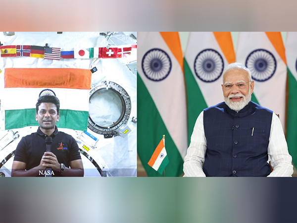 PM Modi interacts with Group Captain Shukla, first Indian to reach ISS. (Photo/X@PMO)