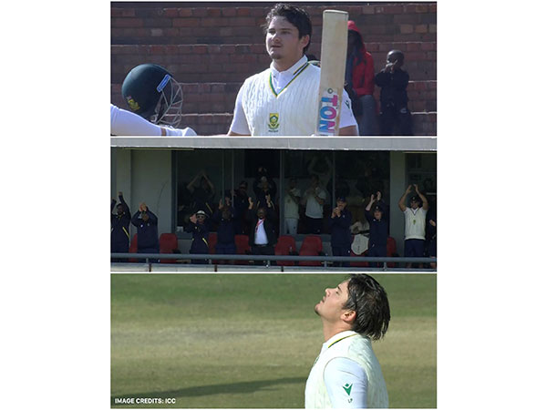 Lhuan celebrating his century. (Photo: @paarlroyals X)