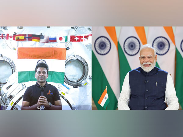 PM Modi interacts with Group Captain Shukla, first Indian to reach ISS. (Photo/X@PMO)