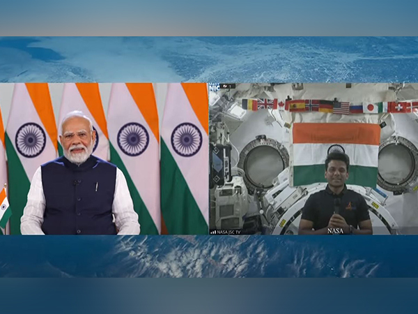 PM Modi interacts with Group Captain Shukla, first Indian at ISS. (Photo/NarendraModiYoutube)