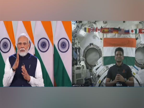 PM Modi interacts with Group Captain Shukla, first Indian at ISS. (Photo/NarendraModiYoutube)
