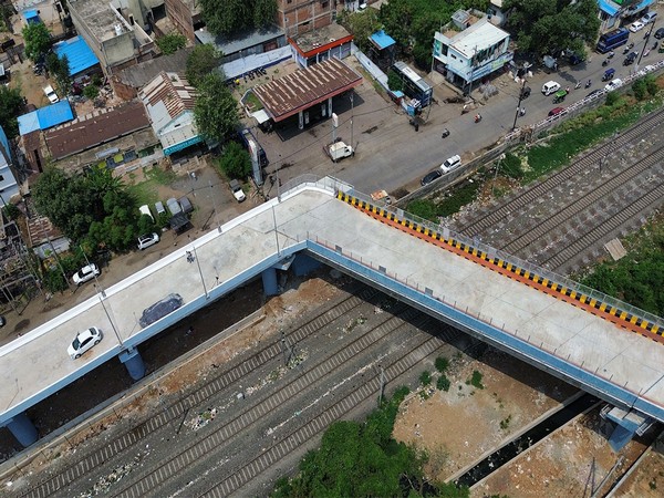 Drone visual of Railway over bridge (File Photo/ANI)