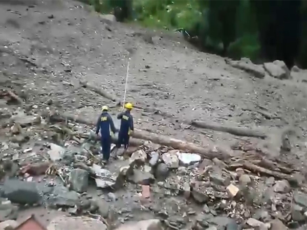The construction site damaged due to cloud burst in Uttarkashi's Silai Band on Barkot-Yamunotri Marg. (Photo/ANI)