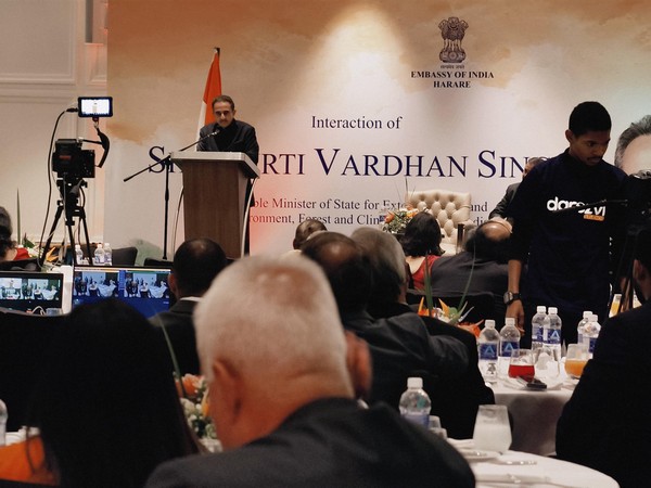 Union Minister of State for External Affairs Kirti Vardhan Singh holds talks with the Indian diaspora in Zimbabwe