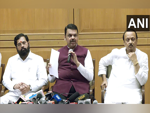 Maharashtra CM Devendra Fadnavis (Centre) with Deputy CMs Eknath Shinde (left) and Ajit Pawar (right) (Photo/ANI)