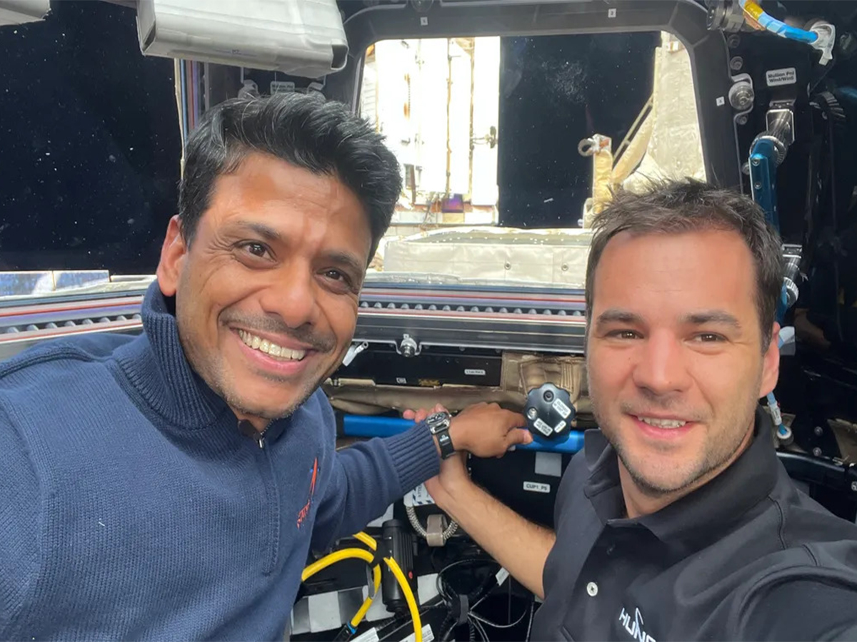 Ax-4’s Shubhanshu Shukla and Tibor Kapu gaze at Earth from the ISS cupola (Source: Axiom Space)