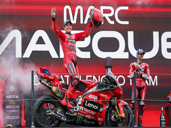 Marc Marquez of Ducati Lenovo Team celebrating after Grand Prix of the Netherlands (Image: MotoGP)
