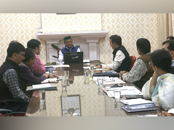 Himachal Pradesh Minister Jagat Singh Negi chairs a review meeting (Photo/ANI)