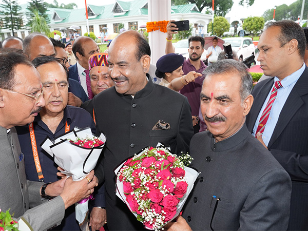 Lok Sabha Speaker Om Birla with Chief Minister Sukhvinder Singh Sukhu (Photo/ANI)