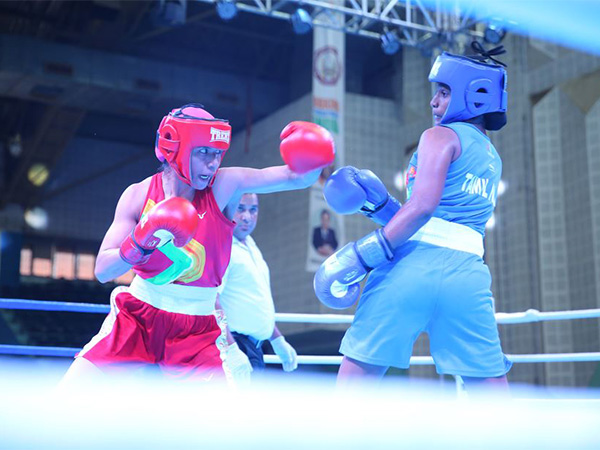 Nikhat Zareen in action (in red) (Photo: BFI) 